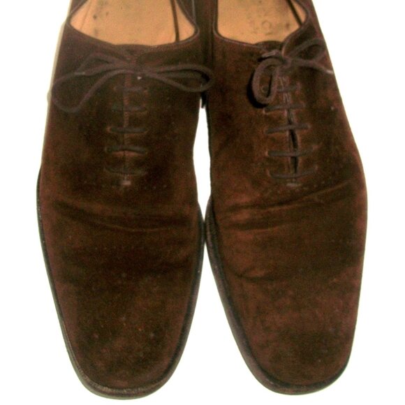 Authentic Vintage Gucci Dark-Brown Suede Lace Up Oxfords 9.5D $650 - Picture 1 of 8